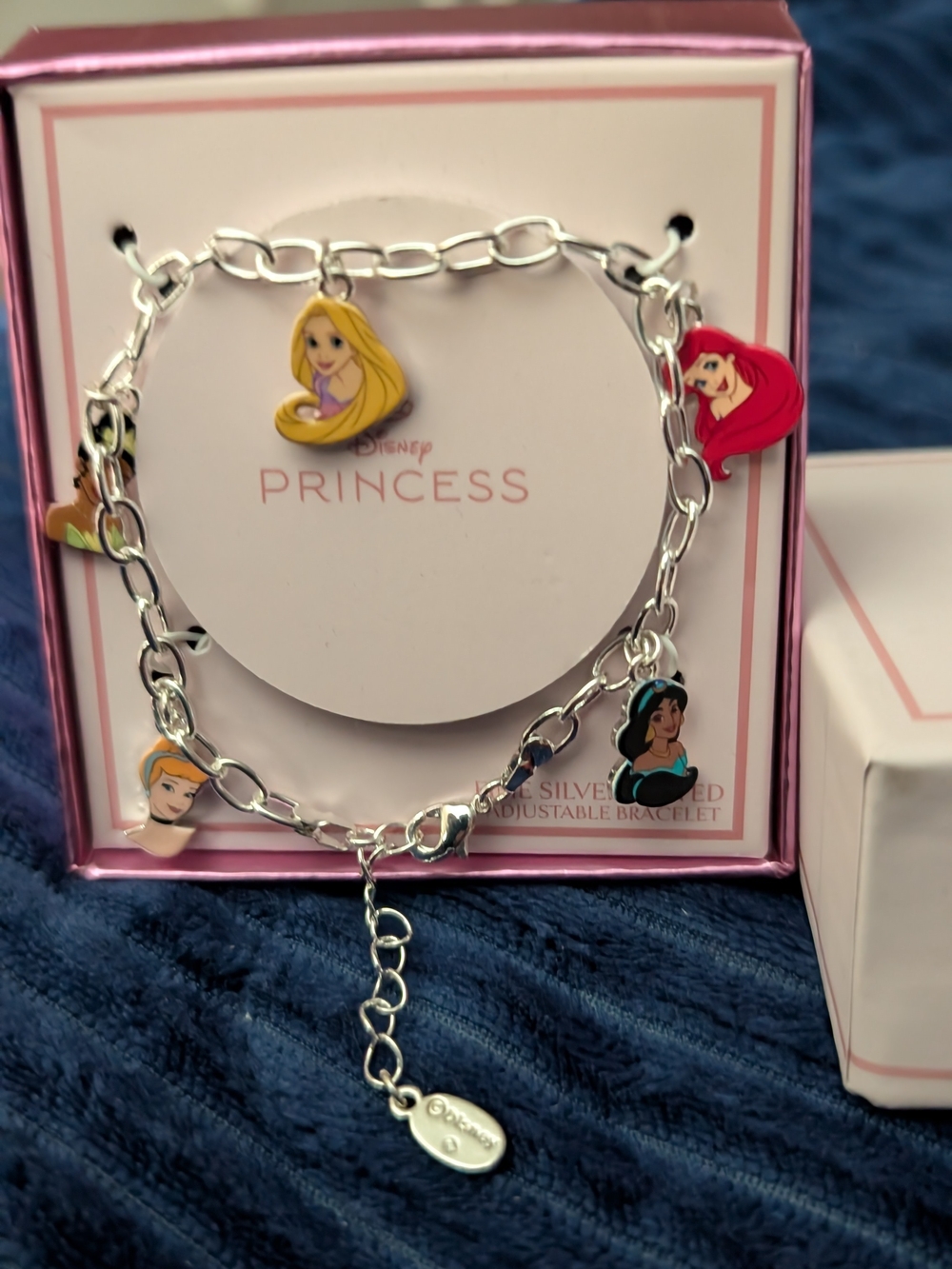 Disney Princess Silver Tone Charm Bracelet - Colorful Princess Faces